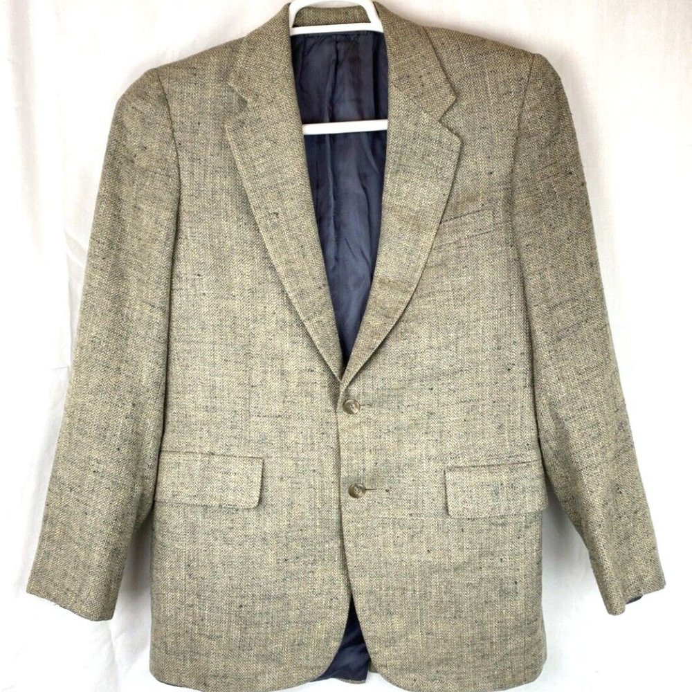 Vintage Burberrys Mens Sport Coat Blazer‎ Herringbone Pattern Size 40